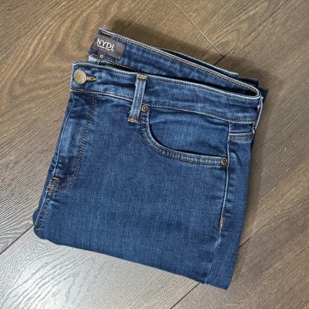 NYDJ Barbara Bootcut Jeans Dark Wash Lift Tuck Denim Size 12 High Rise Stretch